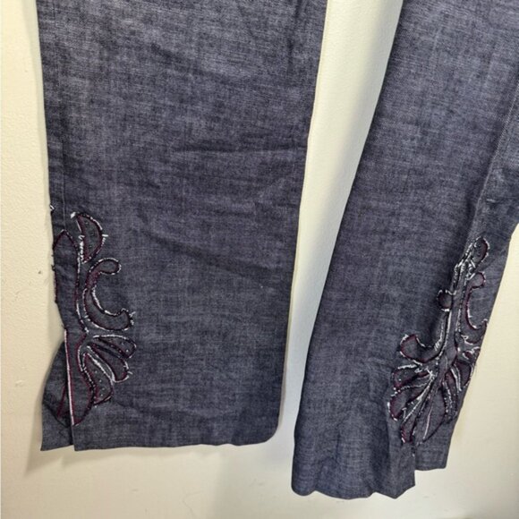Kenneth Cole Vintage Y2K Embroidered Slit Flare Straight Leg Jean Pant Pocket 10 - Picture 6 of 16